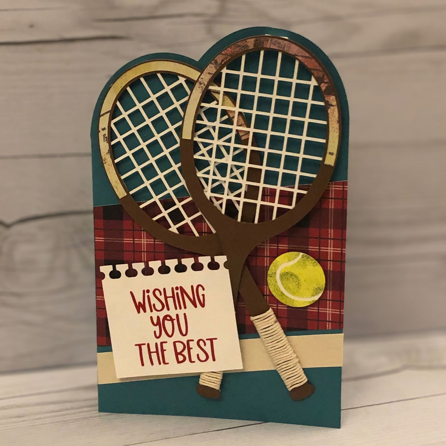 Handmade 3D Tennis Birthday Card – Sporty Greeting Card with Rackets & Tennis Ball