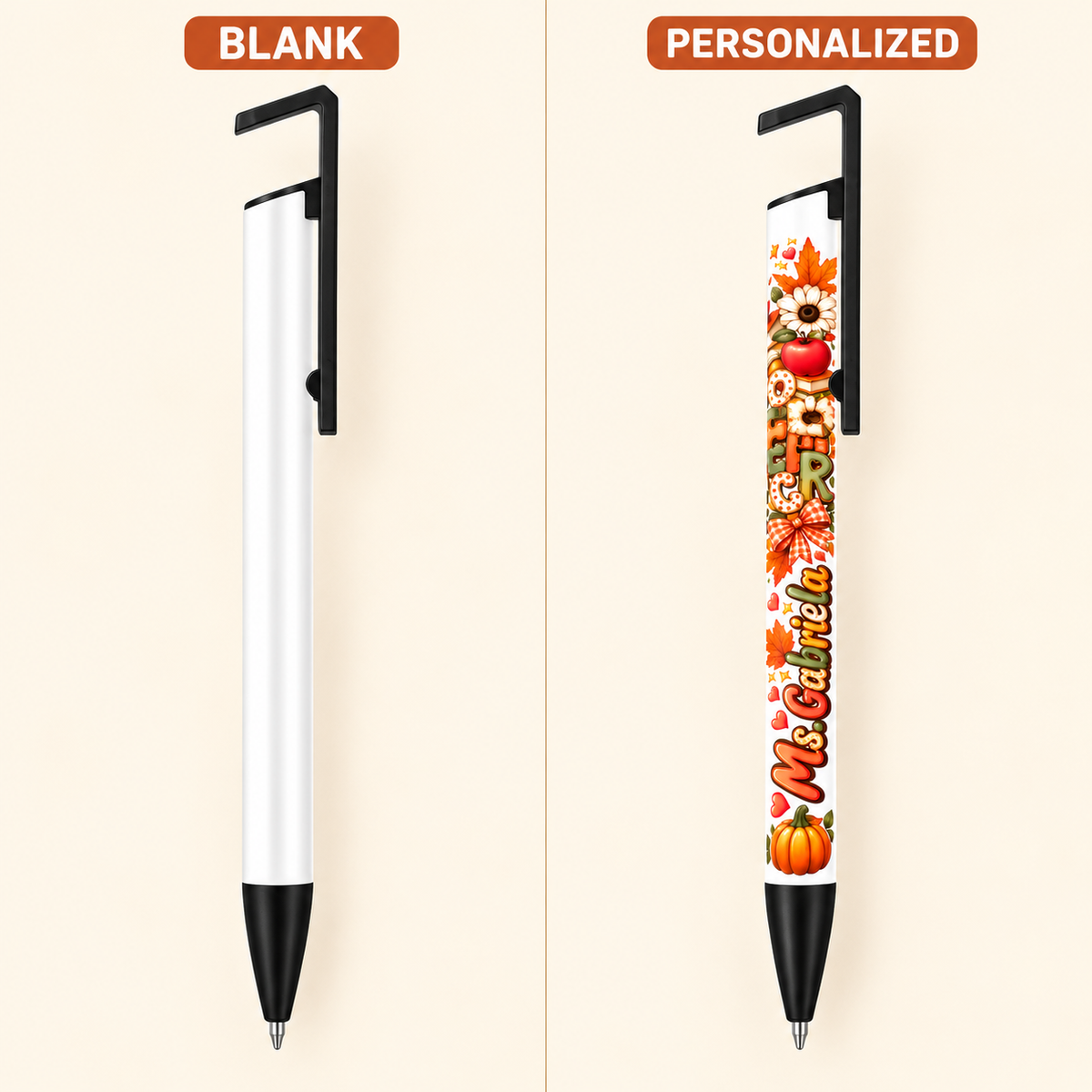 Actual pen blank versus personalized pen