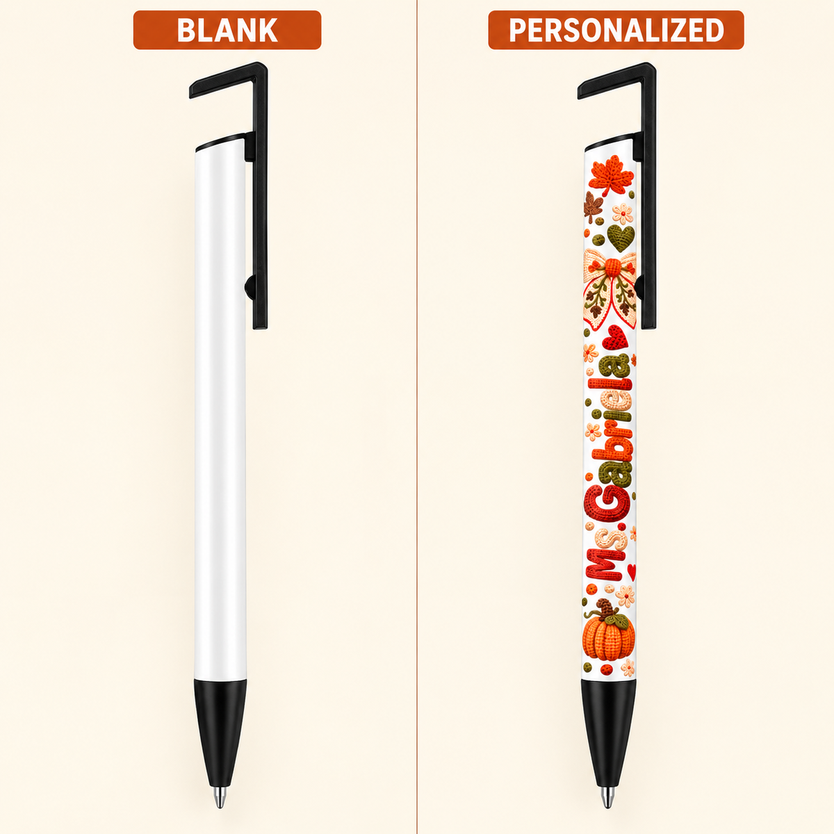 Actual pen blank versus personalized pen