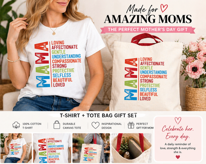 MAMA Gift Set: T-Shirt + Tote Bag | Mother’s Day Bundle | Inspirational Mom Gift