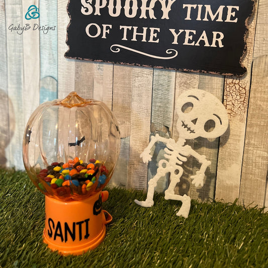 Custom Halloween Pumpkin Candy Dispenser – Personalized Trick-or-Treat Gumball Machine