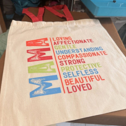 MAMA Affirmation Canvas Tote Bag – Mother’s Day Gift | Inspirational Reusable Cotton Tote for Moms