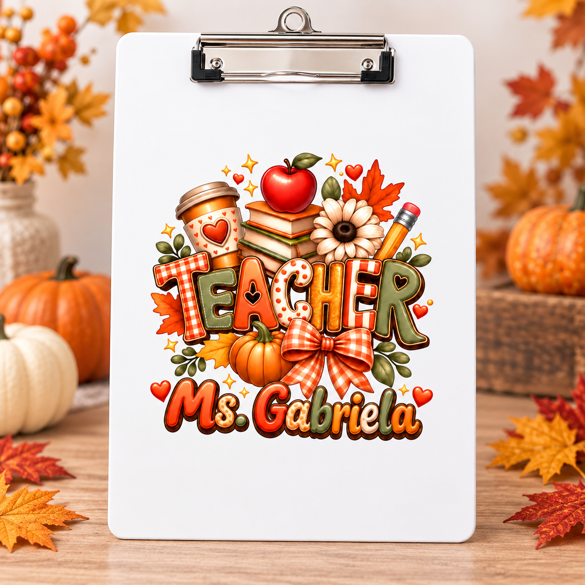 Personalized Autumn Teacher teacher clipboard with custom name