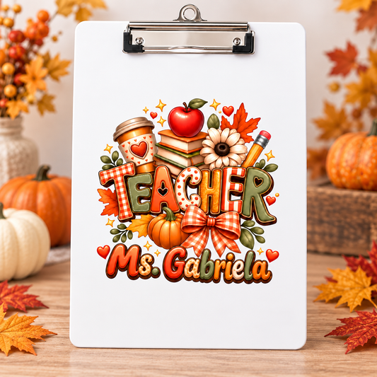 Personalized Autumn Teacher teacher clipboard with custom name