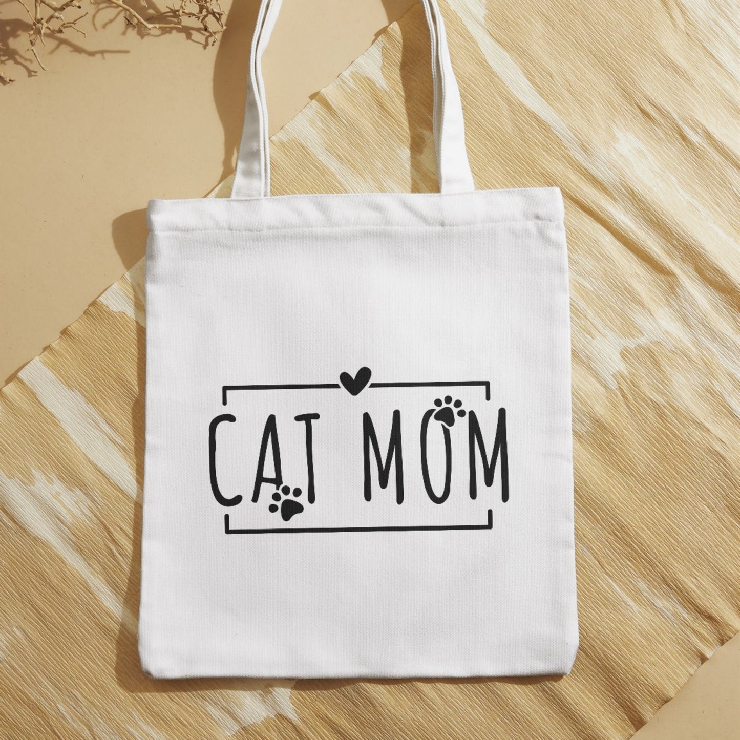 Cat Mom tote bag included in matching cat lover gift bundle