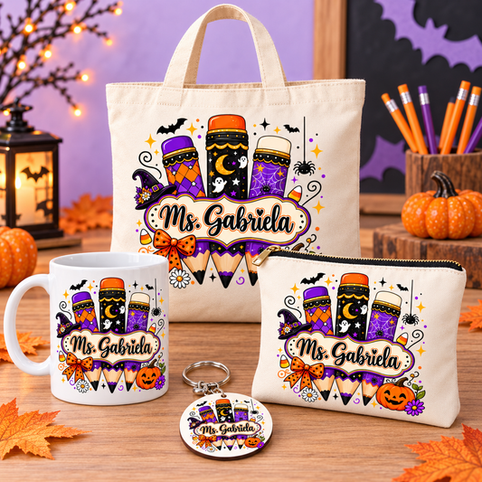 Four-piece halloween-pencil teacher set together