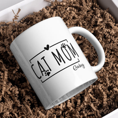 Personalized Cat Mom mug with name option
