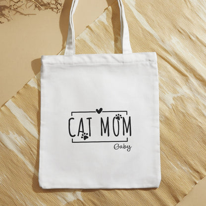 Personalized Cat Mom tote bag with name option