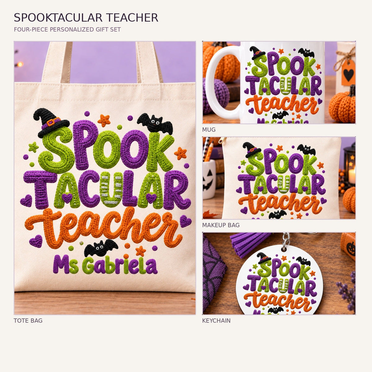 Reference views showing all four Spooktacular teacher products