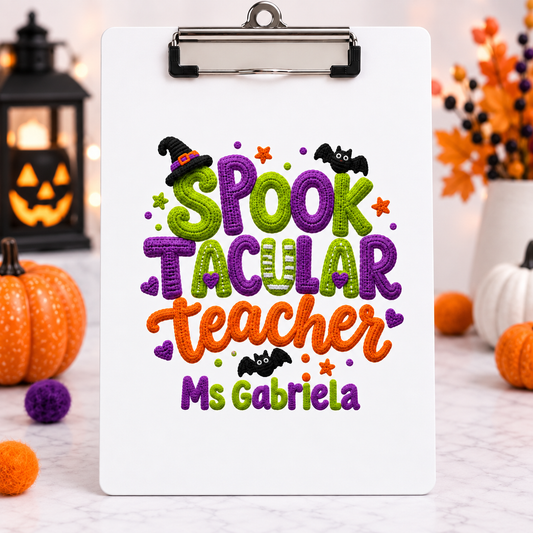 Personalized Spooktacular Teacher teacher clipboard with custom name