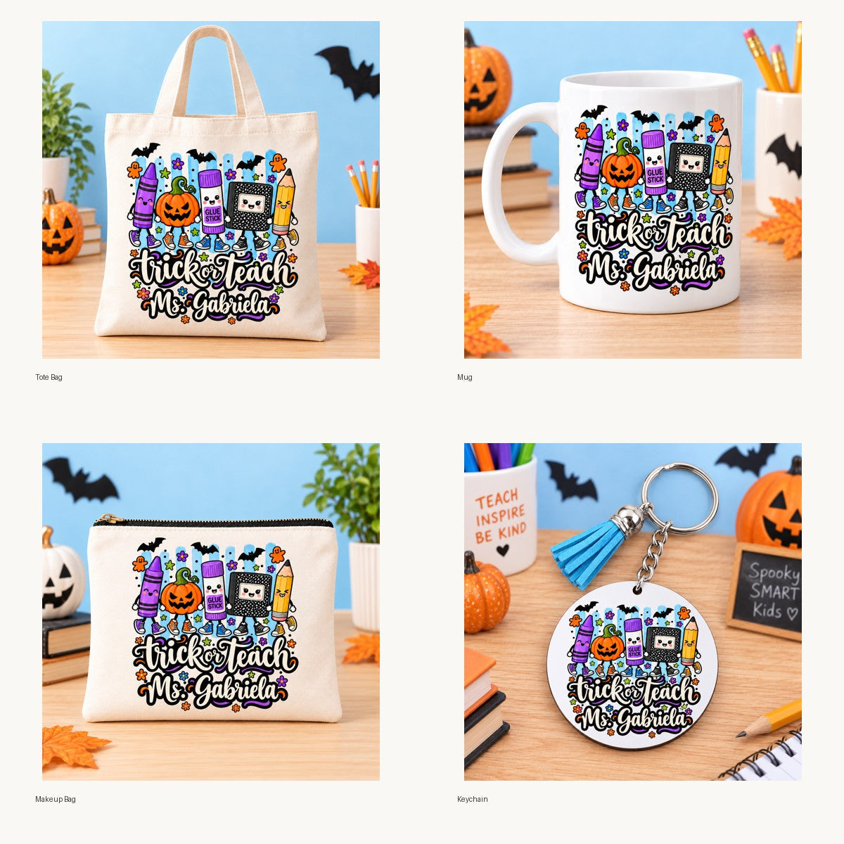 Individual views of the four matching teacher products