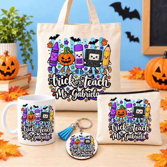 Four-piece trick-or-teach teacher set together